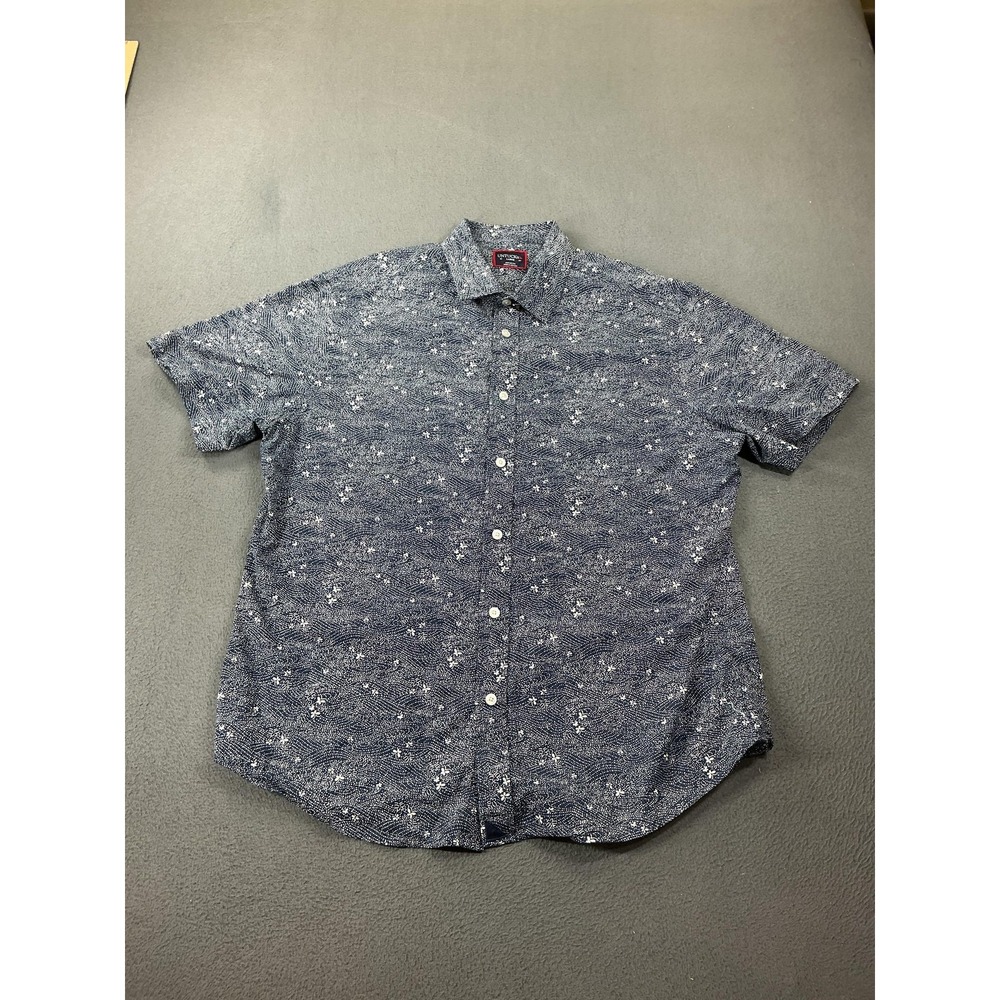 UNTUCKit‎ Shirt Mens L Blue Floral Cotton Short Sleeve Button Up Joaquin